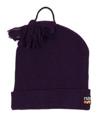 Purpurová pletená čepice s bambulí rukka