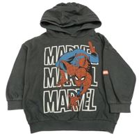 Tmavosivá oversize mikina so Spidermanem a kapucňou MARVEL