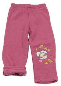 Tmavorůžové teplé tepláky se zajíčkem 