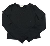 Černé crop triko s kamínky F&F