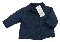 Nové - tmavomodrá prošívaná šusťáková zateplená bunda s límečkem F&F