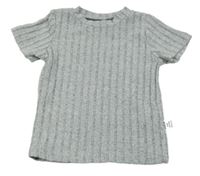 Sivé melírované rebrované úpletové tričko SHEIN