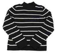 Čierno-biely pruhovaný rebrovaný úpletový rolák F&F