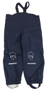 Tmavomodré šušťákové nepromokavé na traké podšité nohavice s obláčikmi  POCOPIANO