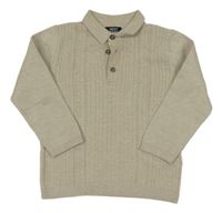 Svetlobéžový melírovaný žebrovaný/vzorovaný úpletový sveter s golierikom Next