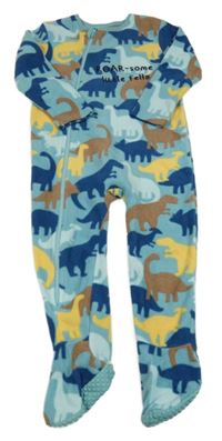 Modrý fleecový overal s dinosaury a nápisy St. Bernard