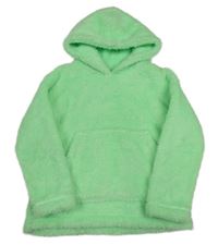 Neónově zelená chlpatá mikina s vreckom a kapucňou St. Bernard