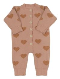 Svetloružový pletený overal so srdiečkami SHEIN