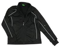 Černá softshellová bunda s logem a bílými pruhy erima