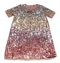 Starorůžovo-stříbrné tylové flitrové šaty PRIMARK