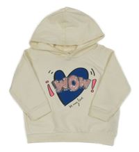 Smetanová mikina se srdíčkem a nápisem s flitry a kapucí Zara