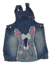 Modré rifľové šaty so zajačikom Ergee