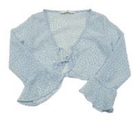 Světlemodro-bílé kytičkované šifonové zavazovací bolérko H&M