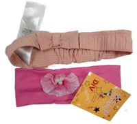 Nové - 2x - Čelenka - tmavoružová s 3D květem s korálky, staroružová s mašlou PRIMARK