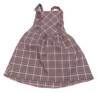 Ružovo-čierno-biele kostkovano/kárované vzorované šaty s volánikmi PRIMARK