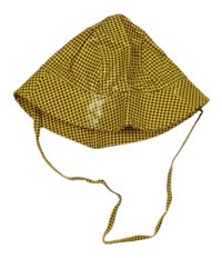 Tmavožluto-černý vzorovaný nepromokavý klobouk 