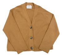 Hnedý rebrovaný úpletový prepínaci oversize crop sveter ZARA