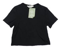 Nové - čierne rebrované crop tričko H&M