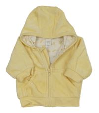 Světležlutá sametová propínací podšitá mikina s králíčkem a kapucí H&M