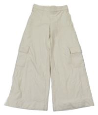 Smotanové cargo wide leg teplákové rifle H&M