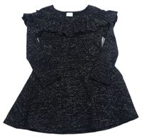 Čierne trblietavé svetrové šaty s volánem F&F