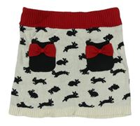 Krémová pletená sukňa s králíčky a mašľami H&M