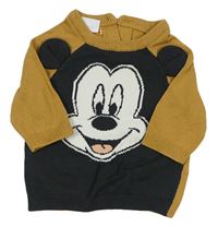 Antracitovo-hnedý sveter s Mickeym zn. Disney