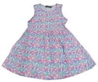 Bielo-lila-ružové bavlnené šaty s ananásmi Primark