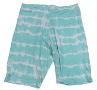 Tyrkysovo-bílé batikované elastické kraťasy Primark