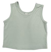 Svetlozelený rebrovaný crop top Shein