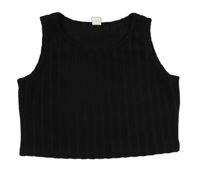 Čierny rebrovaný úpletový crop top Shein