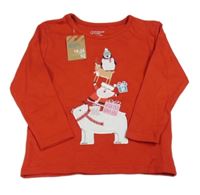 Nové - Červené triko se zvířaty a Santou Primark