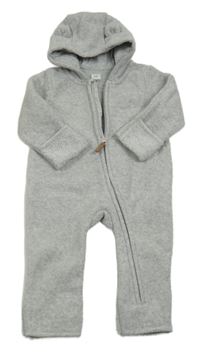 Sivá melírovaná fleecová kombinéza s kapucňou s uškami H&M