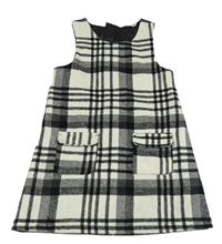 Svetlošedá -čierne kockované vlnené šaty F&F