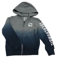 Šedo-tmavomodrá ombré propínací mikina s logem a kapucí Abercrombie&Fitch