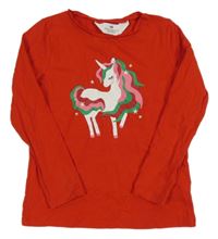 Červené tričko s jednorožcom H&M