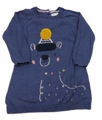 Tmavomodré svetrové šaty s medvěďom M&S