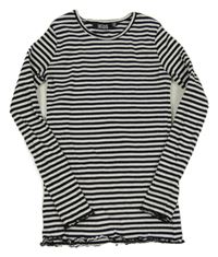 Černo-bílé pruhované žebrované triko Europe Kids