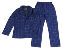 2set - Tmavomodré kockované slávnostné sako + nohavice