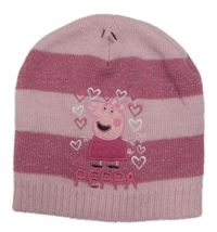 Růžová pruhovaná třpytivá čepice s Peppou