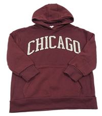 Vínová mikina s nápisom a kapucňou Primark