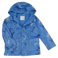 Modrá nepromokavá lehce zateplená bunda s dinosaury a kapucí Prim