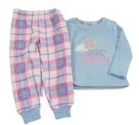 Nové - Světlemodro-kostkované chlupaté pyažmo s hviezdami Primark