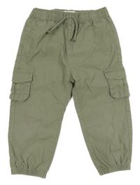 Khaki plátenné cargo cuff nohavice Primark