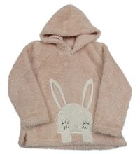 Růžová třpytivá chlupatá mikina s králkem a kapucí Nutmeg