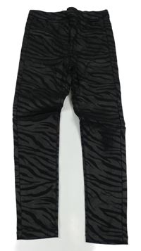 Antracitovo-černé vzorované elastické skinny kalhoty Next