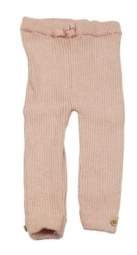 Růžové melírované žebrované pletené tepláky Tu