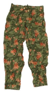 Khaki květované lehké kalhoty s listy Y.F.K.