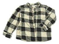 Béžovo-černo-tmavošedá kostkovaná košile C&A