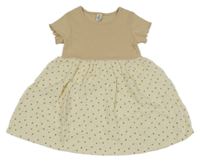 Béžovo-krémové bavlněno/mušelínové šaty s bodkami Topolino